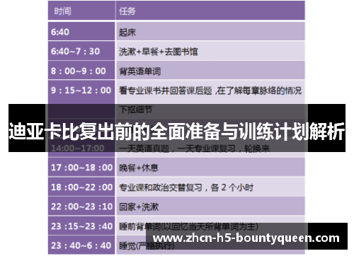 迪亚卡比复出前的全面准备与训练计划解析